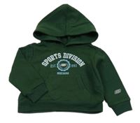 Tmavozelená mikina s nápisem a kapucí Skechers 