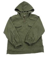 Khaki lehká manšestrová košile s kapucí Shein