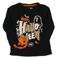 Černé triko s nápisem a dýní a duchem Pep&Co