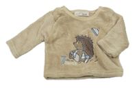 Hnědá plyšová mikina s ježkem Ergee