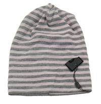 Nové - šedo-růžová pruhová pletená čepice 