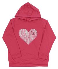 Růžová lehká mikina se srdcem a kapucí 