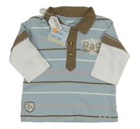 Nové - světlemodro-hnědo-bílé pruhované polo triko Cherokee