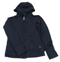 Tmavomodrá melírovaná sportovní propínací mikina s kapucí 