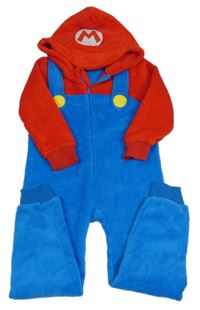 Modro-červená chlupatá kombinéza s kapucí - Mario