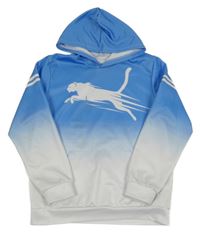 Bílo-modrá sportovní mikina s leopardem a kapucí 