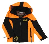 Černo-oranžová šusťáková funkční jarní bunda s logem a kapucí Jack Wofskin