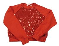 Červená flitrová crop mikina H&M