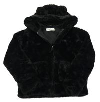 Černá kožešinová podšitá bunda s kapucí H&M