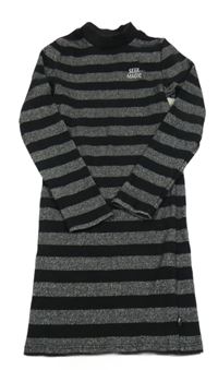 Černo-stříbrné pruhované žebrované šaty we