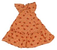 Oranžové mušelínové šaty s jahodami River Island