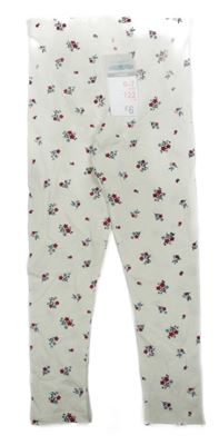 Nové - Bílé květované legíny Primark
