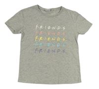 Šedé melírované tričko s nápisy - Friends Primark