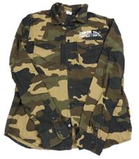 Khaki-černo-hnědá army riflová košilová bunda zn. Chapter young