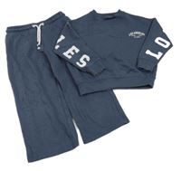 2set - Šedomodrá mikina s nápisy + tepláky F&F