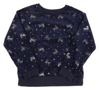 Tmavomodrá plyšová mikina s jednorožci George