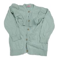 Světlemodrý propínací svetr s volánkem 