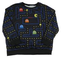 Černo-modro-žlutá vzorovaná mikina - Pacman 