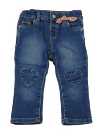 Tmavomodré skinny rifle s mašlí a srdíčky C&A