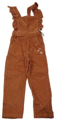 Nové - Hnědé laclové manšestráky s hvězdami a volánky MANOR