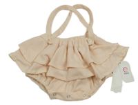 Nové - Světlerůžové laclové kraťasy s našitou vrstvenou sukní 