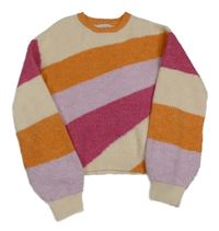 Smetanovo-oranžovo-růžovo-lila crop svetr Primark
