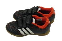 Černo-bílo-červené koženkové sálovky s pruhy Adidas vel. 32