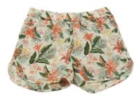 Béžovo-zeleno-růžové květované lehké kraťasy Name it