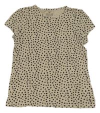 Béžovo-černé puntíkaté tričko H&M