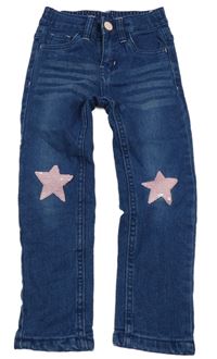 Tmavomodré podšité skinny rifle s hvězdami Kiki&Koko