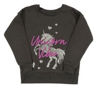 Antracitová mikina s jednorožcem Primark