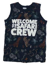 Tmavomodré tílko se zvířátky a nápisem DopoDopo