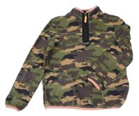 Khaki-hnědo-béžová army fleecová mikina M&S