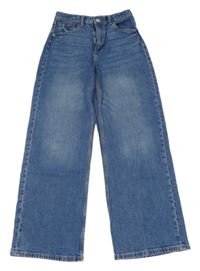 Modré široké high waist rifle H&M