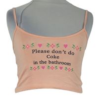 Dámský růžový crop top s nápisem 