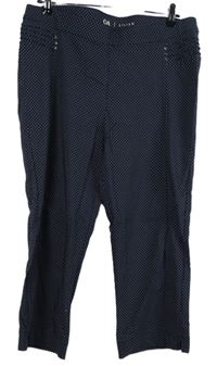 Dámské tmavomodré puntíkované capri elastické kalhoty C&A