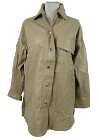 Dámská béžová koženková dlouhá košilová bunda Zara 