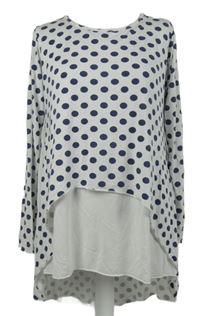 Dámská bílo-tmavomodrá puntíkovaná tunika 