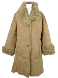 Dámský béžový semišový kabát s kožíškem Wallis 
