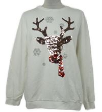 Dámská bílá mikina se sobem z flitrů C&A