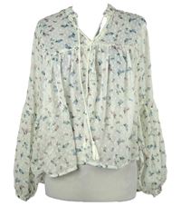 Dámská bílá kytičkovaná žoržetová halenka Only 