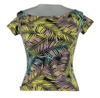 Dámské barevné vzorované crop tričko s lodičkovým výstřihem C&A