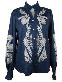 Dámská tmavomodrá vzorovaná halenka 