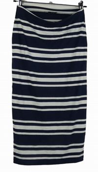 Dámská tmavomodro-bílá pruhovaná midi elastická sukně F&F