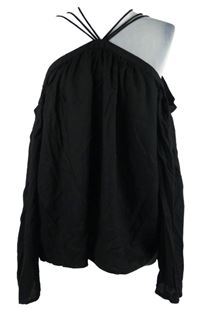 Dámská černá halenka s odhalenými rameny a ozdobnými ramínky Very 