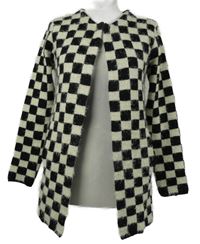 Dámský černo-bílý kostkovaný cardigán Punto Roma 