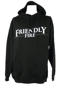 Pánská černá mikina s potiskem a kapucí 