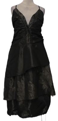 Dámské černo-šedé vzorované společenské šaty 