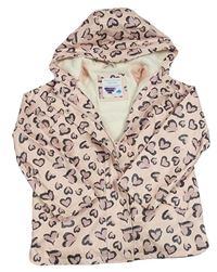 Světlerůžová nepromokavá jarní bunda s flíčky a kapucí Primark