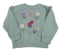 Khaki mikina s kytičkami Primark